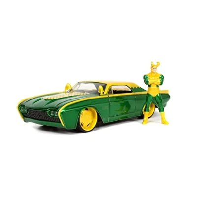Image of Jada 253225026SSU LokiFord Marvel Loki 1963 Ford Thunderbird 1:24 with Figure, Multicoloured