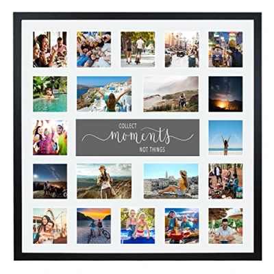 Image of Large Multi Aperture Picture Photo Collage Frame, Colours and Designs (Moments, Black)