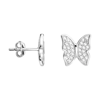 Image of SOFIA MILANI Women&#039;s Earrings 925 Silver with Zirconia Stones Butterfly Stud Earring E2902