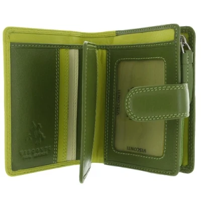 Image of Visconti Leather Rainbow Collection Bali Purse RFID Blocking RB40 Lime Multi