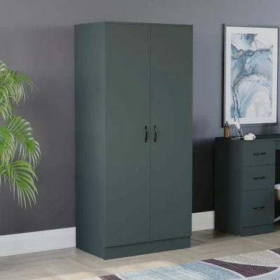 Image of Vida Designs Riano Wardrobe, With Shelf &amp; Hanging Rail Bedroom Storage Furniture (Jasper Green, 2 Door)