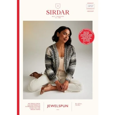 Image of Sirdar Jewelspun Aran Crochet Pattern 10727 Ladies Cardigan