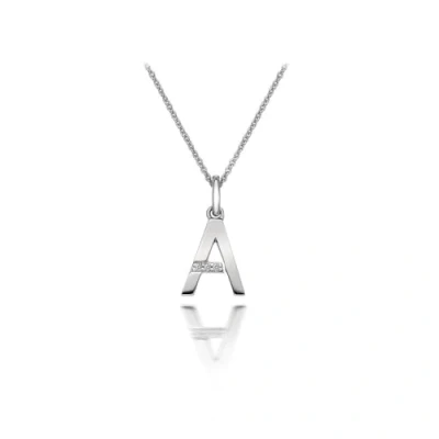 Image of Hot Diamonds Round Diamond and Micro Letter A 925 Sterling Silver Pendant with 46 cm Curb Chain
