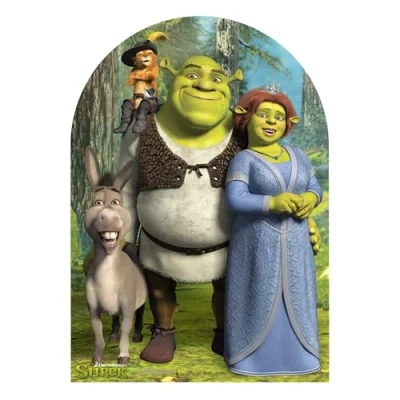 Image of STAR CUTOUTS STSC821 Offical Lifesize Cardboard Cutout Party Decoration &amp; Fun Gift Shrek Fiona Donkey Child Size Stand in Height 134cm