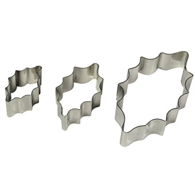 Image of PME HL230 Stainless Steel Holly Leaf Cutters, Set of 3 , Silver 2 x 1.2 5.3 cm