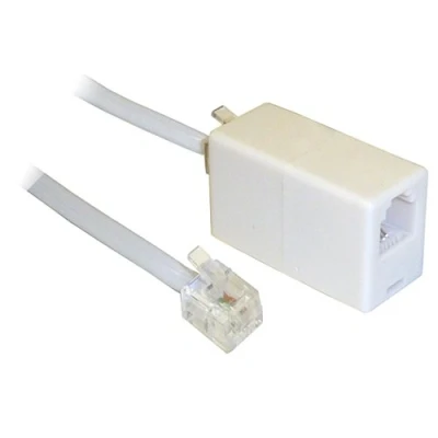 Image of 30M ADSL RJ11 Broadband Modem Extension Cable Male to with coupler