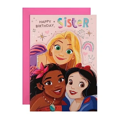 Image of Hallmark Birthday Card for Sister Disney Princesses Design with Activity