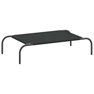 Image of vidaXL Raised Dog Bed Black 90 x 50 20 cm Oxford Canvas and Steel, Bed, Outdoor Cooling