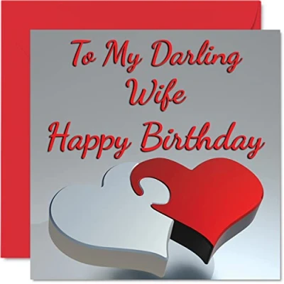 Image of Cute Birthday Cards for Wife My Darling Romantic Happy Card from Husband Partner, Special Gifts, 145mm x Wifey Greeting
