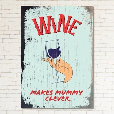 Image of WINE Retro Metal Sign Man Cave Bar Pub Plaque Party Vintage Gift