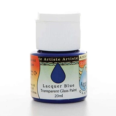 Image of Artiste 20 ml Aquaglass Transparent Glass Paint, Lacquer Blue