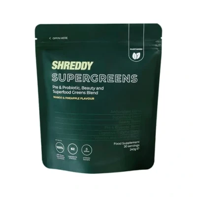 Image of SHREDDY Probiotic, Beauty, Superfood Greens Blend 5 Billion Probiotics, 100% NRV Vitamins 62 Nutrient Rich Ingredients Vegan Friendly Mango &amp; Pineapple Flavour