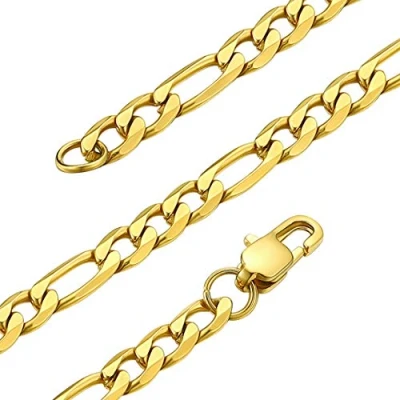 Image of GOLDCHIC JEWELRY 4mm Boy Figaro Chain Necklace, 18K Gold Plated Men Jewellery