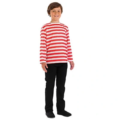 Image of Fun Shack Find Me Costume for Kids, Red and White Striped Jumper Costume, Kids Book Character Costumes Boys Small