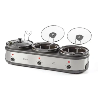 Image of Quest 3 Pot Stainless Steel Slow Cooker Buffet Server