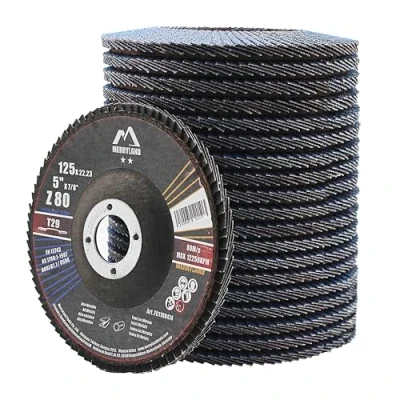 Image of Merryland Flap Disc 125 Metal for Angle Grinder, 125mm 80 Grit T29 Wheel 20 Pieces, Blue Zirconium Corundum INOX Stainless Steel Iron Universal 5 inch, Craft Line FC1108414
