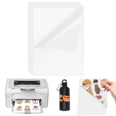 Image of A4 Sticker Paper Labels, ADERTOS 15 Sheets Waterproof Printable Vinyl Stickers Clear Printer Self Adhesive Inkjet Film Decal for &amp; Laser Printers Clear, 297 x 210 mm