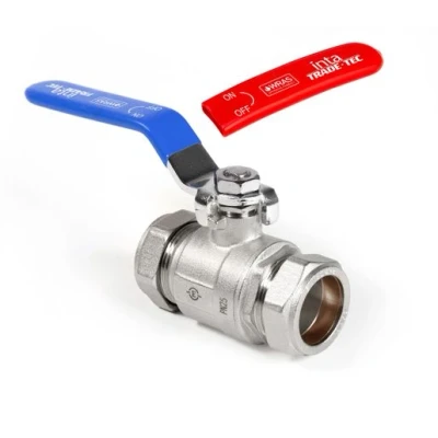 Image of Intatec Inta 22mm Trade Tec Ball Valve Blue / Red Sleeve TR22lbV