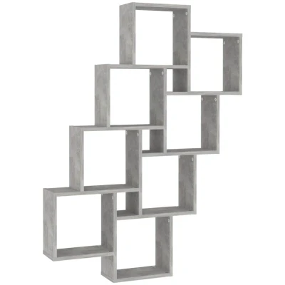 Image of vidaXL Wall Cube Shelf Concrete Grey 90x15x119 cm Engineered Wood