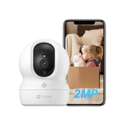 Image of EZVIZ Indoor Wifi Camera with App, 512GB No Subscription, One Touch Calling, Smart Colour Night Vision, Sound Detection, Human Google Alexa Control, 360 Auto Tracking, CP1 Pro 2mp