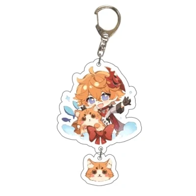Image of Genshin Keychain Impact Character Venti Kaeya Diluc Zhongli Xiao Tartaglia Paimon Pendant Keyring Bag Hanging Accessories Game Figure Novelty Gift