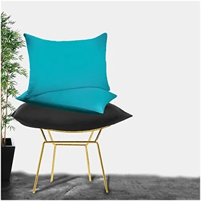 Image of Percale Non Iron Housewife Pillowcases, Luxury Poly Cotton Plain Dyed Pillow Pair, Teal, 50x75 Cm