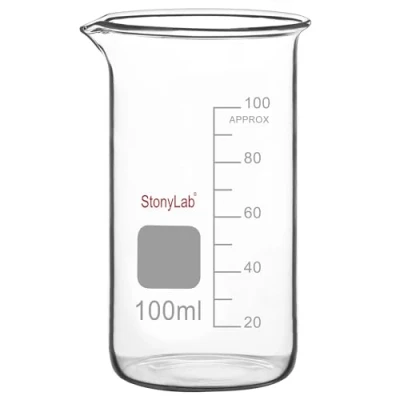 Image of stonylab Glass Beaker, 1 Pack Borosilicate Graduated Tall Beaker with Pouring Spout Lab 100 ml