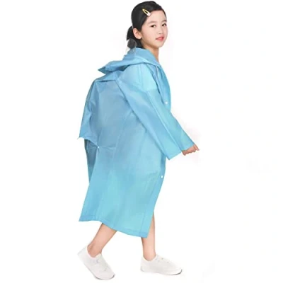 Image of Kids Waterproof Rain Coat, EVA Poncho with Hood for Girls Boys, Children Raincoat School Bag Cover, Toddler Rainwear Jacket Cape Outdoor Cycling Hiking Camping Climbing (Blue)