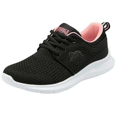 Image of Lonsdale Women&#039;s Durham Road Running Shoe, Black/Tea Rose, 3 UK