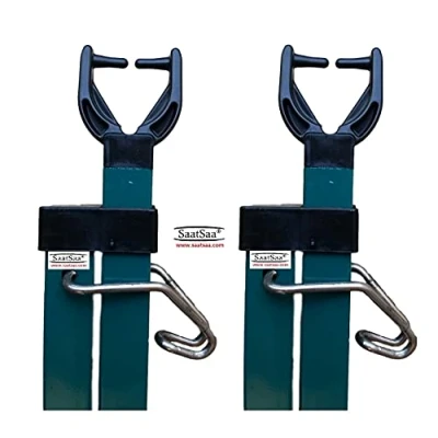 Image of SaatSaa 2 x 2.7m Extra Heavy Duty Square Washing line Prop pole Outdoor Galvanised Extendable Cloths Laundry support Extending Telescopic strong Green