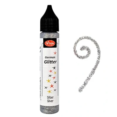 Image of Viva Decor German Glitter, Synthetic Material, Silver, 12 x 2.1 cm