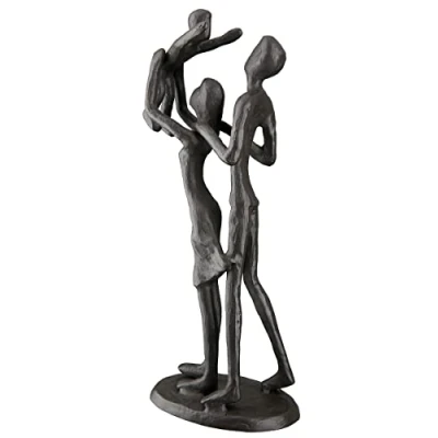 Image of Casablanca Decorative Figure Sculpture Family Happiness Made of Iron Mother Father Child Gift Birth Housewarming Moving Colour: Brown Height 20 cm