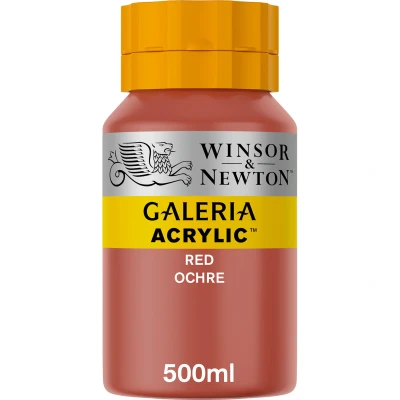 Image of Winsor &amp; Newton 2150564 Galeria Acrylic Paint, High Pigmentation, Non fading, Butter Consistency, 500 ml Pot Red Ochre