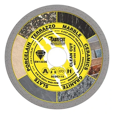 Image of 1 x SabreCut SCDC115 115mm (4.5&quot;) 7mm 22.23mm Bore Continuous Rim Diamond Angle Grinder Circular Saw Blade Compatible with Bosch Dewalt Makita Milwaukee and Many Others