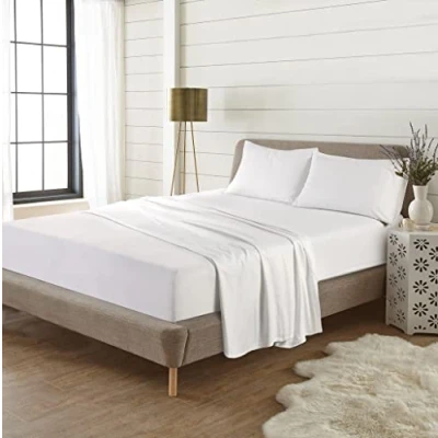 Image of 100% Brushed Cotton Flannelette Thermal Fitted Sheets Super Soft Warm Cosy Luxury Plain Sheet (White, Single)