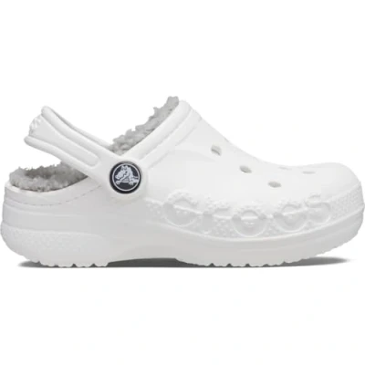 Image of Crocs Unisex Kids Baya Lined K Clog, White Light Grey, 11 UK