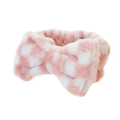 Image of Cecily Make Up Headband Pink &amp; White Extra Soft Vintage Cosmetics