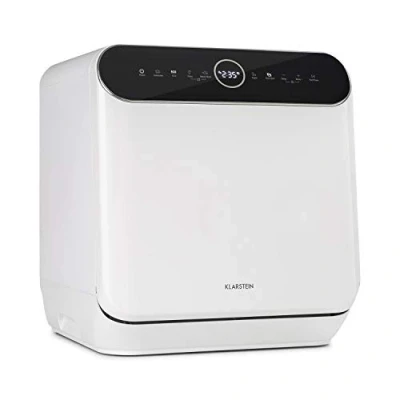 Image of Klarstein Oceana Mini Table Top Dishwasher, EEC F, 125 kWh/Year, 2 Place Settings, Free Standing, Installation Free, 360 Wash, 6 Programmes, Touch Control, Water Consumption: L, 58 dB, White