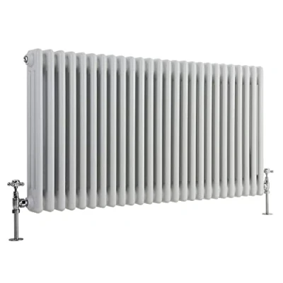 Image of Milano Windsor White Cast Iron Style Horizontal Triple Column Radiator 600mm x 1190mm
