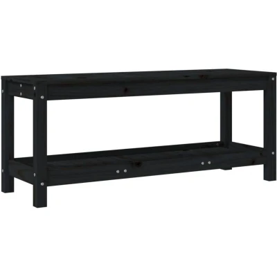Image of vidaXL Garden Bench Black 108x35x45 cm Solid Wood Pine