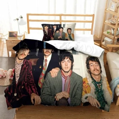 Image of The Beatles Printed Bedding Set Duvet Cover 3D Comforter 2 Pieces For Kids Teens Boys Quilt with Zipper Closure Soft Microfiber Single（135x200cm）