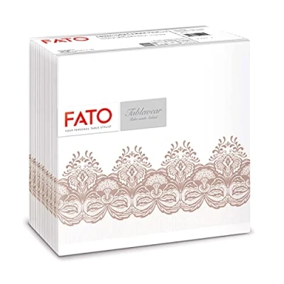 Image of Fato Dry Paper Napkins, Airlaid, Fabric Effect, Pack of 50 Size 40x40 Folded in 4, Bombay Cappuccino Decoration