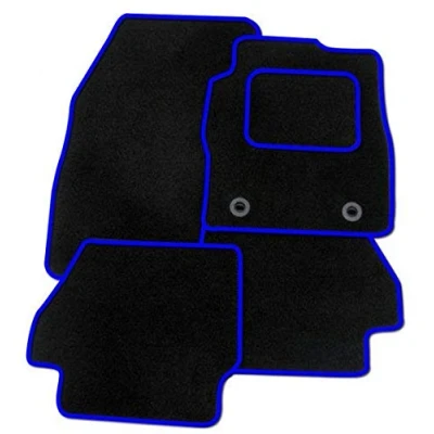 Image of TAILORED FOR CITROEN C4 CACTUS 2014 2015 2016 2017 2018 2019 2020 2021 PREMIUM GENUINE EXACT FIT INTERIOR FLOOR CARPET CAR MATS BLACK MAT + BLUE TRIM