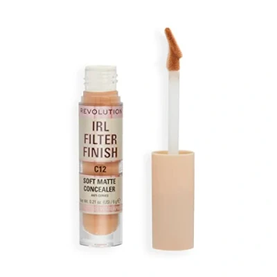 Image of Makeup Revolution IRL Filter Finish Concealer, Medium to Full Coverage, Matte Finish, C12, Medium/Dark Skin Tones, 6g