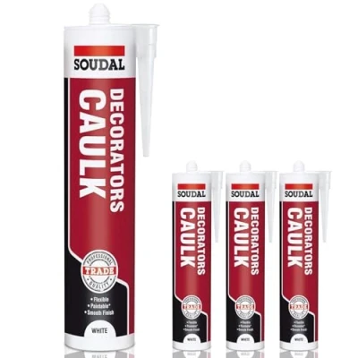 Image of Soudal Decorators Caulk Gap, 3 Pack, Premium Acrylic Silcone Adhesive Sealant Crack Filler
