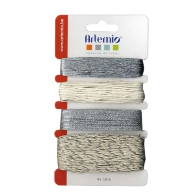 Image of Artemio Set of 4 Decorative String, Synthetic, Silver, 10 x 1 16.5 cm