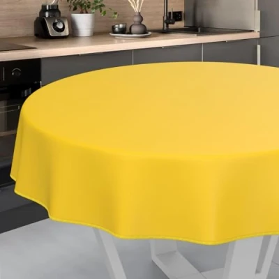 Image of ANRO Oilcloth Tablecloth, Washable, Oilcloth, Garden Outdoor, Indoor, Round, 140 cm with Hem, Yellow