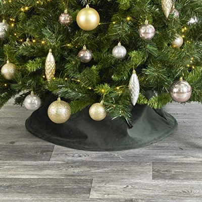 Image of URBNLIVING Christmas Velvet Tree Skirt Floor Base Cover Decor Mat Home Ornament (Green)