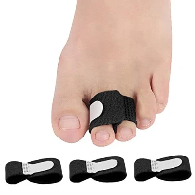 Image of Hammer Toe Straightener, Splints, Cushioned Bandages for Correcting Toes, Broken Crooked Toes &amp; Overlapping PEDIMEND (3PCS, Black)