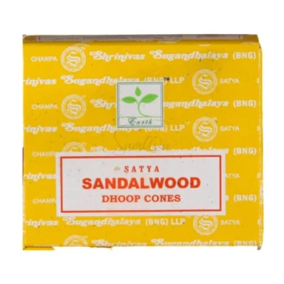 Image of Satya Sandalwood Incense Cone x1 pack, used for Aromatherapy, Spa, Yoga, Weddings, Reiki, Meditation, Healing by SAMASIA